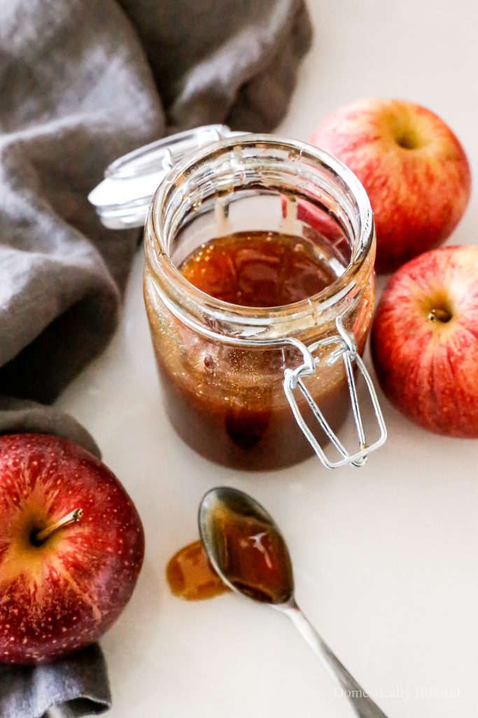 A super easy 1-ingredient Homemade Apple Cider Syrup and Sauce for fall to drizzle on top of pancakes, waffles, hot chocolate, coffee, ice cream, pie, and any other favorite fall treats!