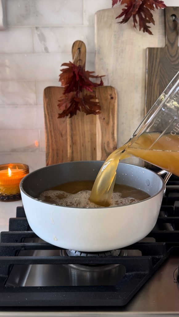 A super easy 1-ingredient Homemade Apple Cider Syrup and Sauce for fall to drizzle on top of pancakes, waffles, hot chocolate, coffee, ice cream, pie, and any other favorite fall treats!
