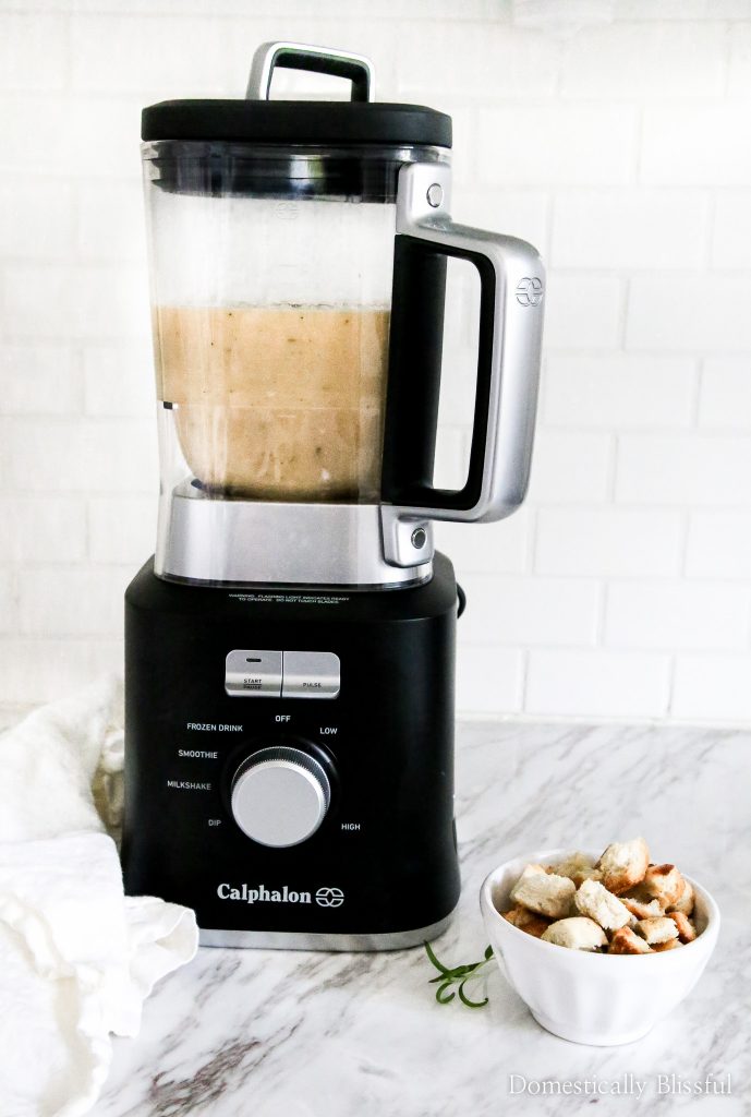 This Creamy White Bean Soup is made with simple ingredients yet is packed full of warm & cozy flavors. This soup is blended together using the Calphalon Precision Control™ Blender from Target for a perfectly creamy texture you will love!