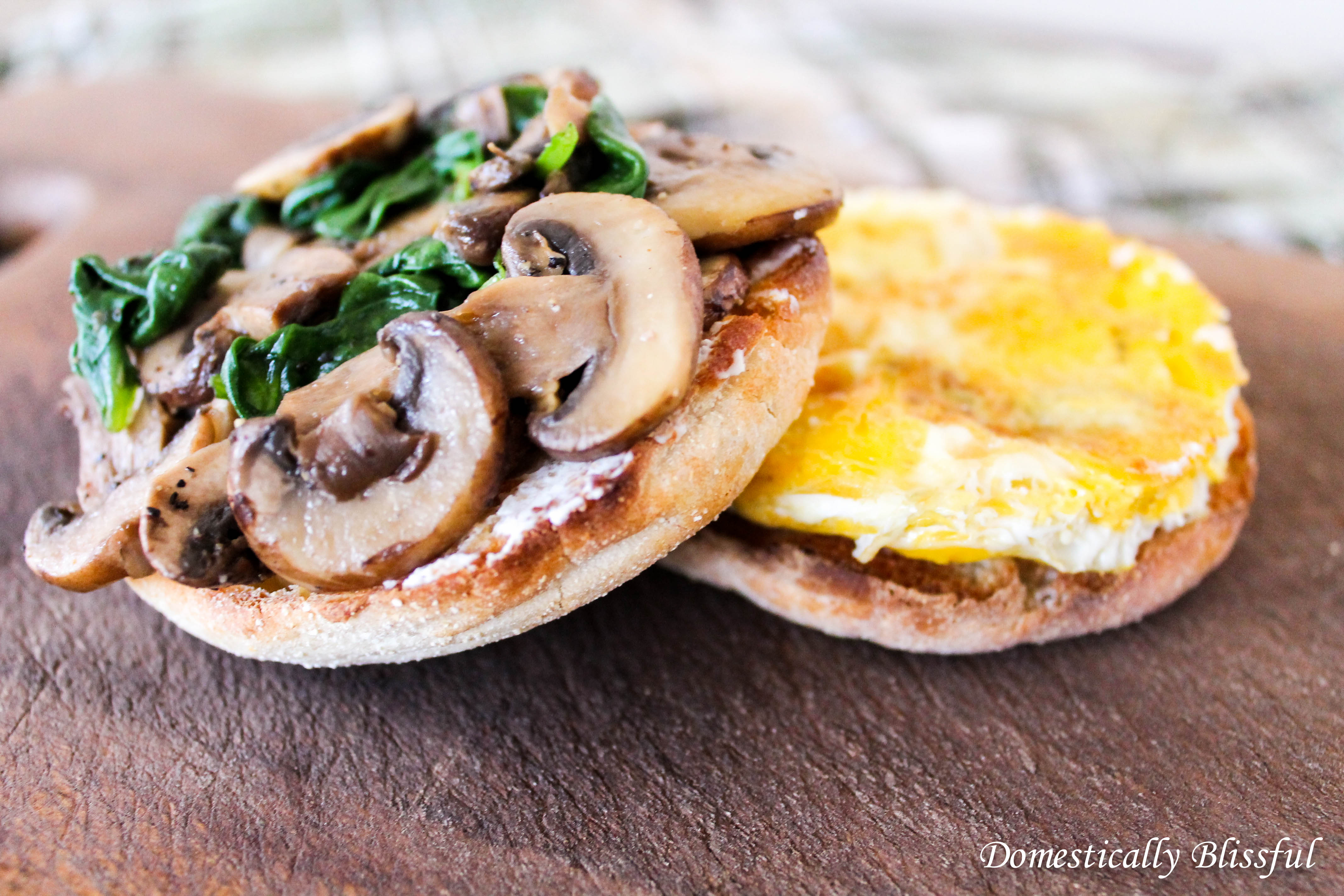 Breakfast Sandwich with mushrooms and spinach