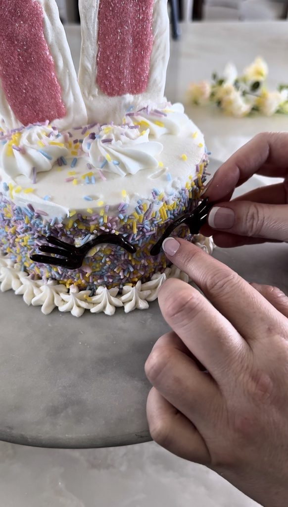 This Bunny Cake is a fun and super easy way to decorate a homemade or store-bought cake for a spring or Easter party.