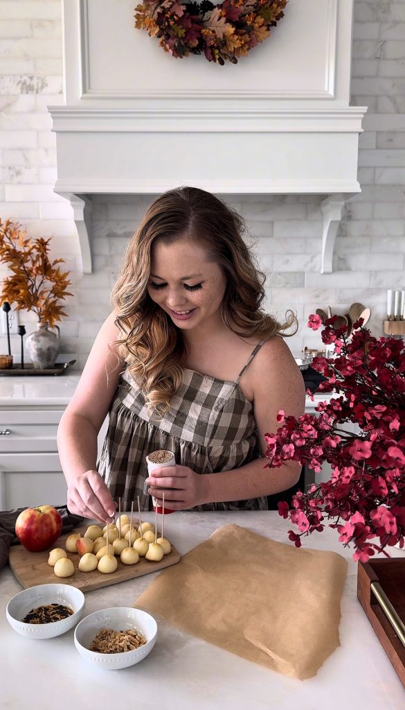 These Caramel Apple Bites are bite-sized mini caramel apples that are fun and easy to make and eat.