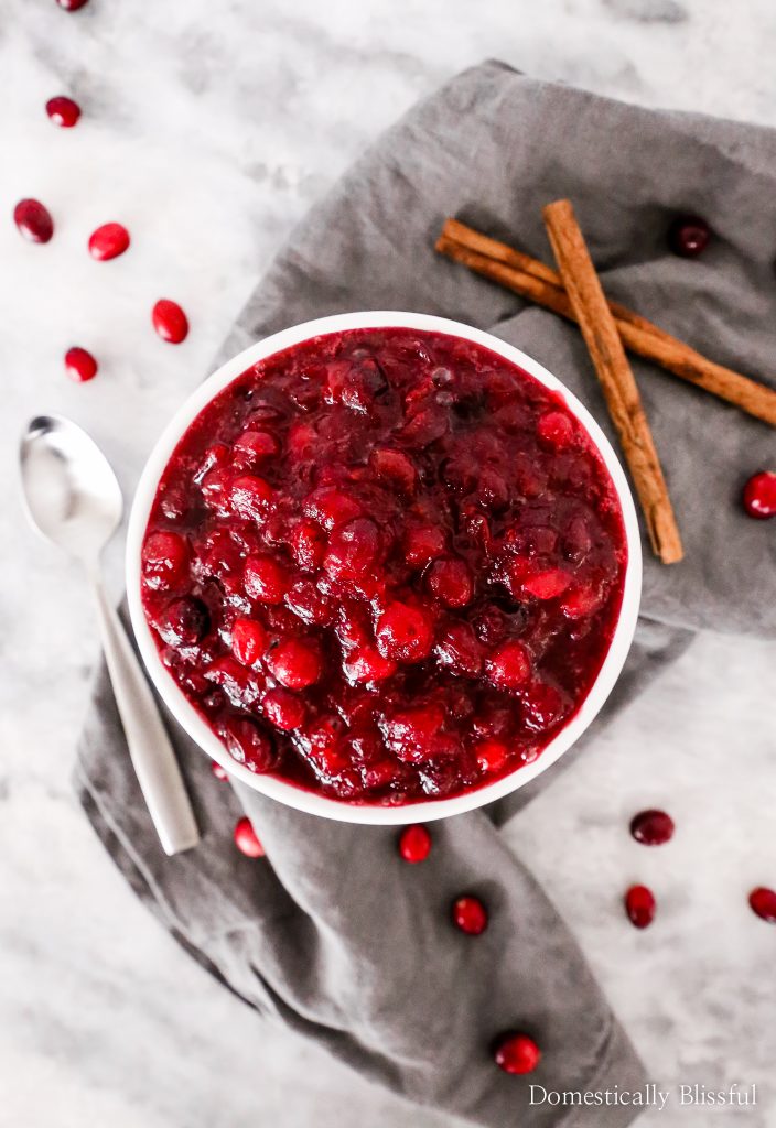 This homemade Cranberry Sauce only takes 5 ingredients and 15 minutes to make!