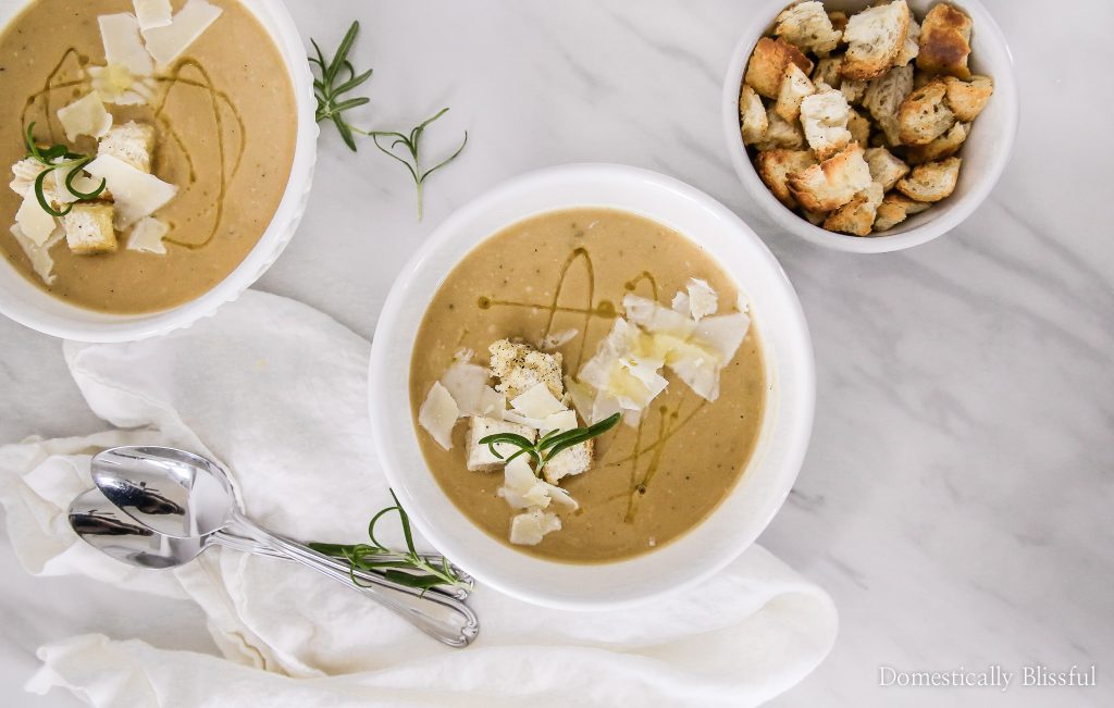 This Creamy White Bean Soup is made with simple ingredients yet is packed full of warm & cozy flavors. This soup is blended together using the Calphalon Precision Control™ Blender from Target for a perfectly creamy texture you will love!