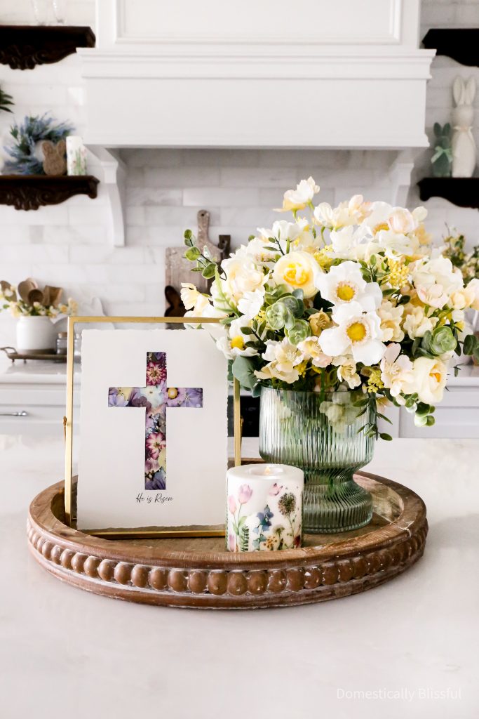 This DIY He is Risen Flower Cross is a beautiful way to create art for your home this Easter.