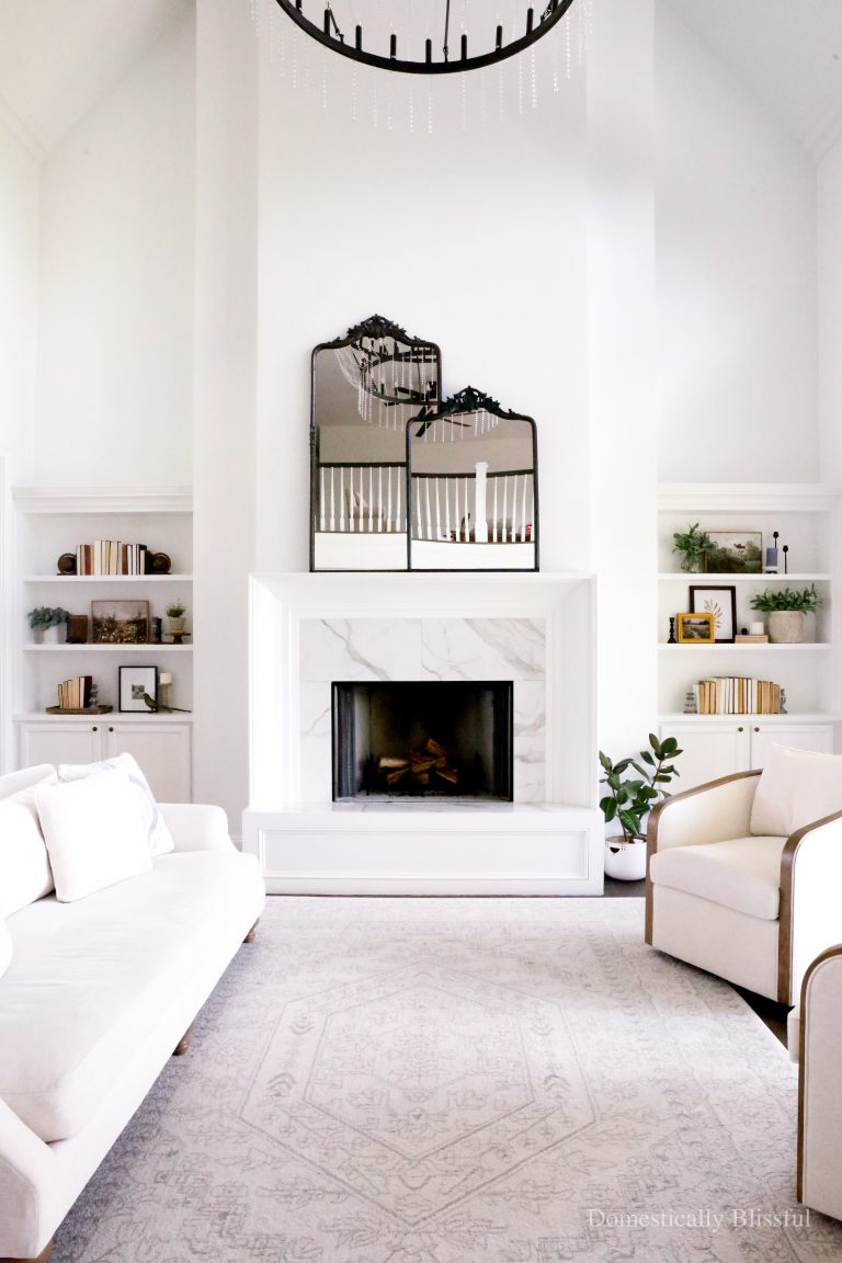 DIY Living Room Built-Ins Reveal sharing the finished look of our fireplace built-ins in our new home.