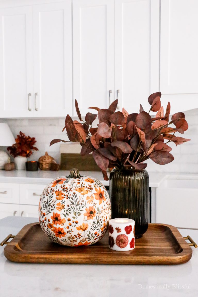 This DIY Napkin Pumpkin is an easy way to decorate faux pumpkins with your favorite fall napkins.