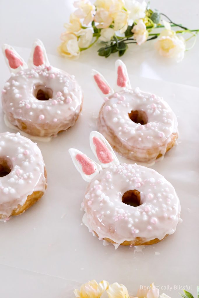 These Bunny Donuts are a fun way to decorate homemade or store-bought donuts for a spring party or Easter brunch.