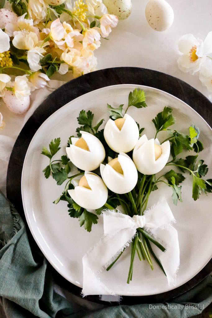 This Egg Tulip Bouquet is a fun way to display and enjoy boiled eggs this Easter & spring season.