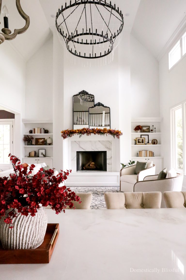 Simple Fall Living Room Decor with warm, cozy, and moody fall colors and decor.