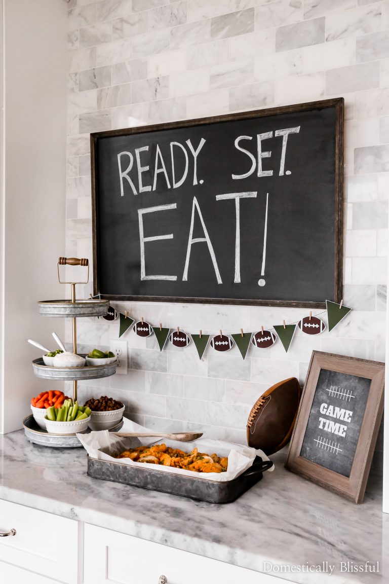 This game day food bar is easy to create and is a fun way for your guests to create their own loaded potato wedges.