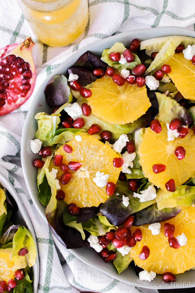 This fresh & colorful Orange Pomegranate Salad with honey orange dressing is a perfect dinner for two or can be enjoyed as a side dish for a family of four!