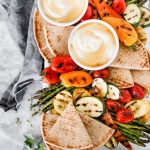 This Marinated Grilled Vegetables with whipped feta and honey is the perfect side dish for your next Mediterranean dinner.