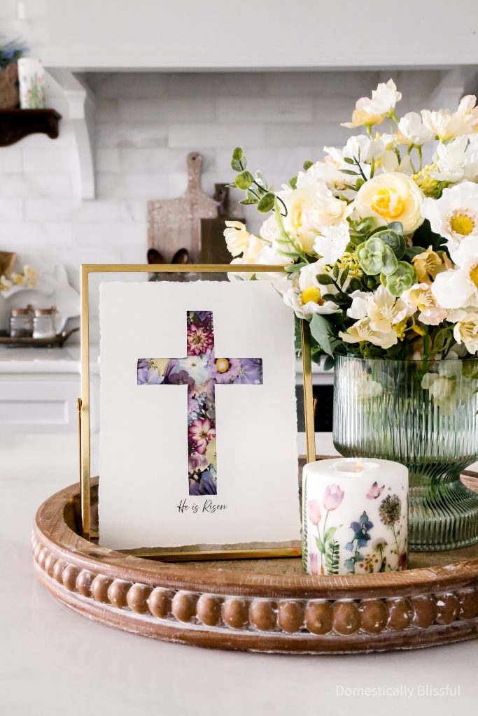 This DIY He is Risen Flower Cross is a beautiful way to create art for your home this Easter.