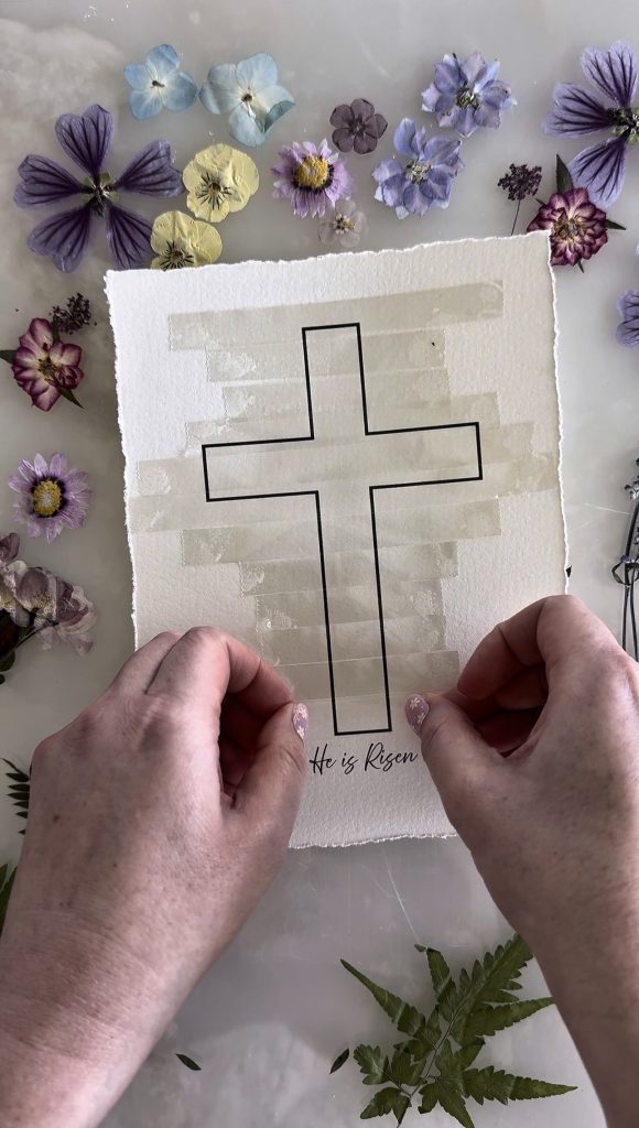 This DIY He is Risen Flower Cross is a beautiful way to create art for your home this Easter.