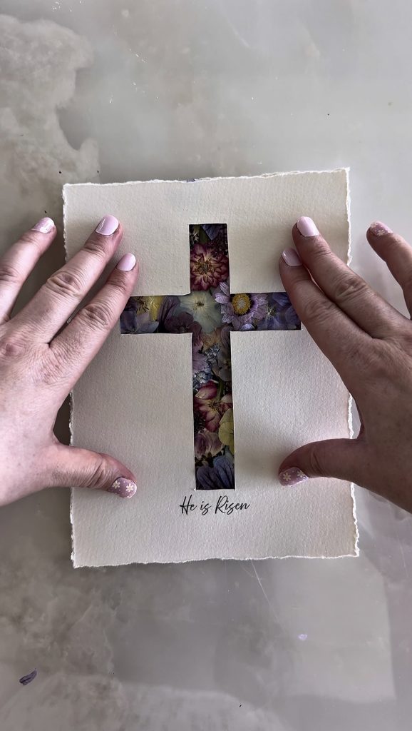 This DIY He is Risen Flower Cross is a beautiful way to create art for your home this Easter.