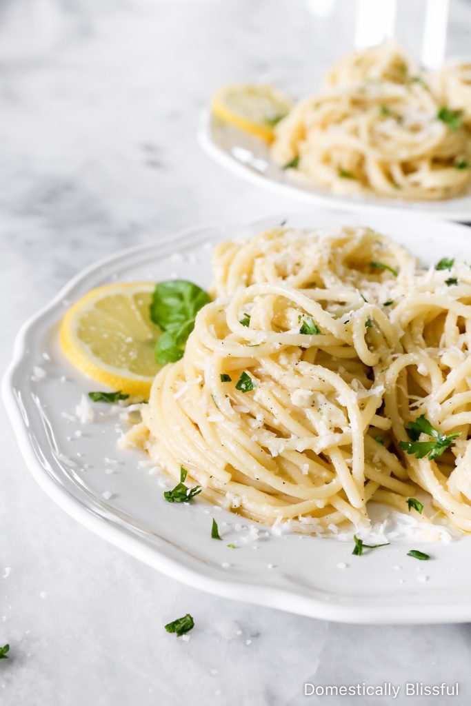 This Lemon Garlic Parmesan Pasta is full of fresh lemony flavor and is a great summer recipe to enjoy as a side dish or main meal.