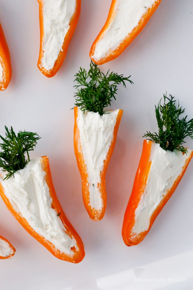 These Cheese-Filled Bell Pepper "Carrots" are a fun, savory treat for a spring party or Easter brunch.