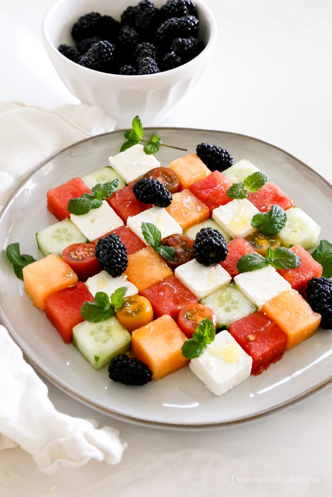 A simple Mosaic Fruit Salad that's delicious, fun for a weekend treat, and pretty to bring to a party.