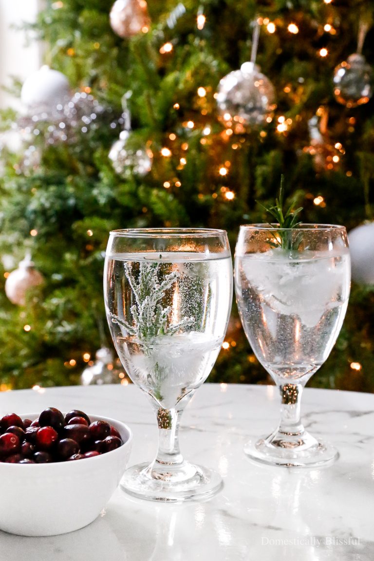 DIY Rosemary Christmas Tree Ice to make your drinks more festive this holiday season.
