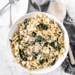 This Spinach Artichoke Pasta is an easy dinner recipe that is quick enough for a weeknight, yet so full of delicious flavors it is perfect for a dinner party.
