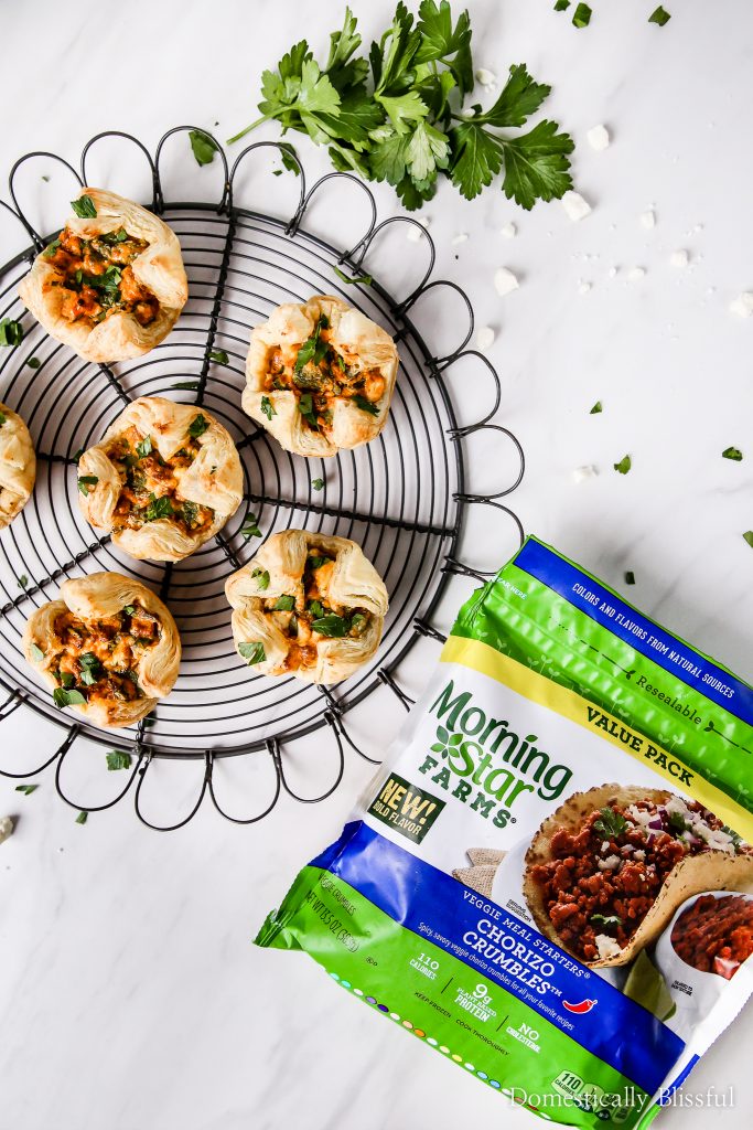  These Vegetarian Chorizo Spinach Cheese Puffs are the perfect last-minute holiday recipe that is quick & easy to create & full of flavor!