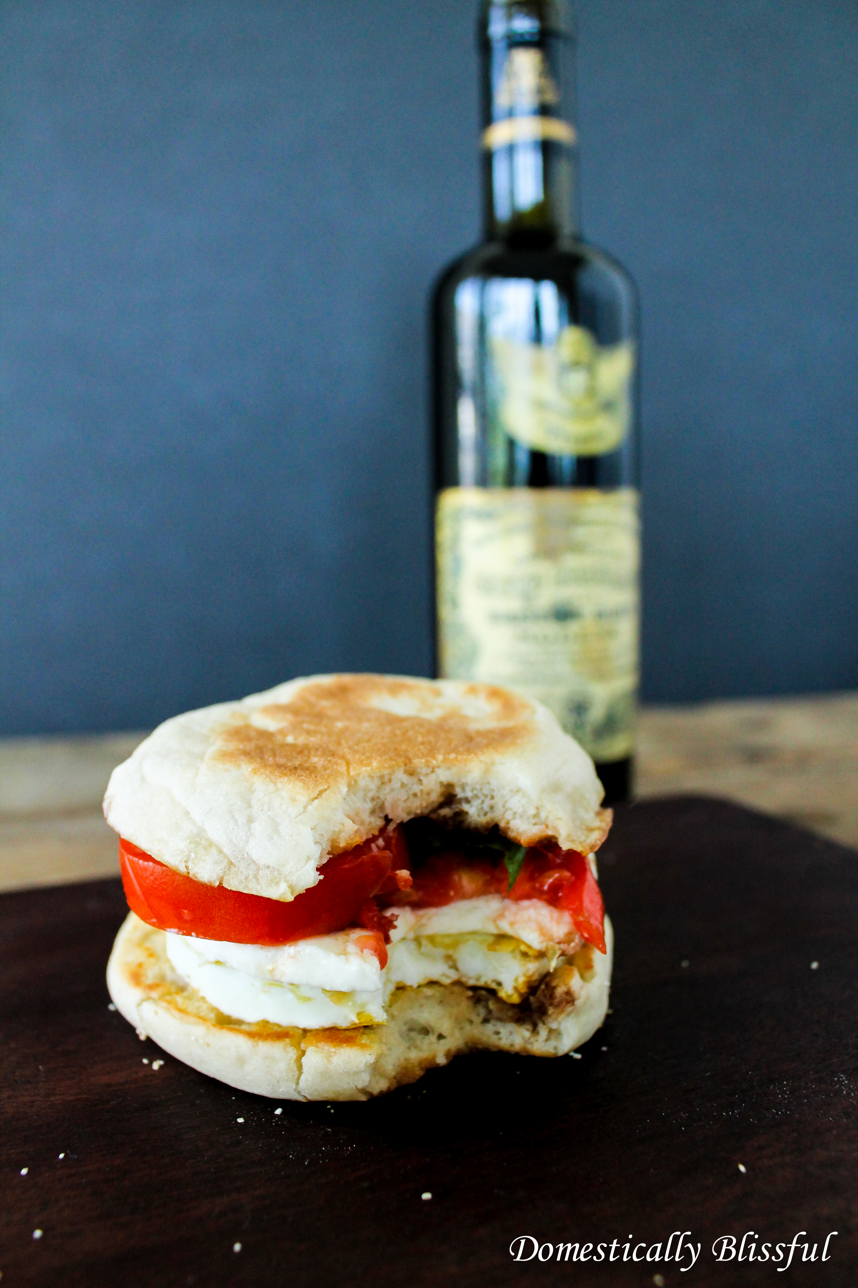 Warm and Melted Caprese Breakfast Sandwich