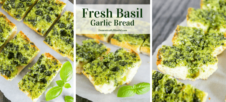 Fresh Basil Garlic Bread is quick & easy to make, covered in fresh flavor, & a bright beautiful addition to any Italian meal!