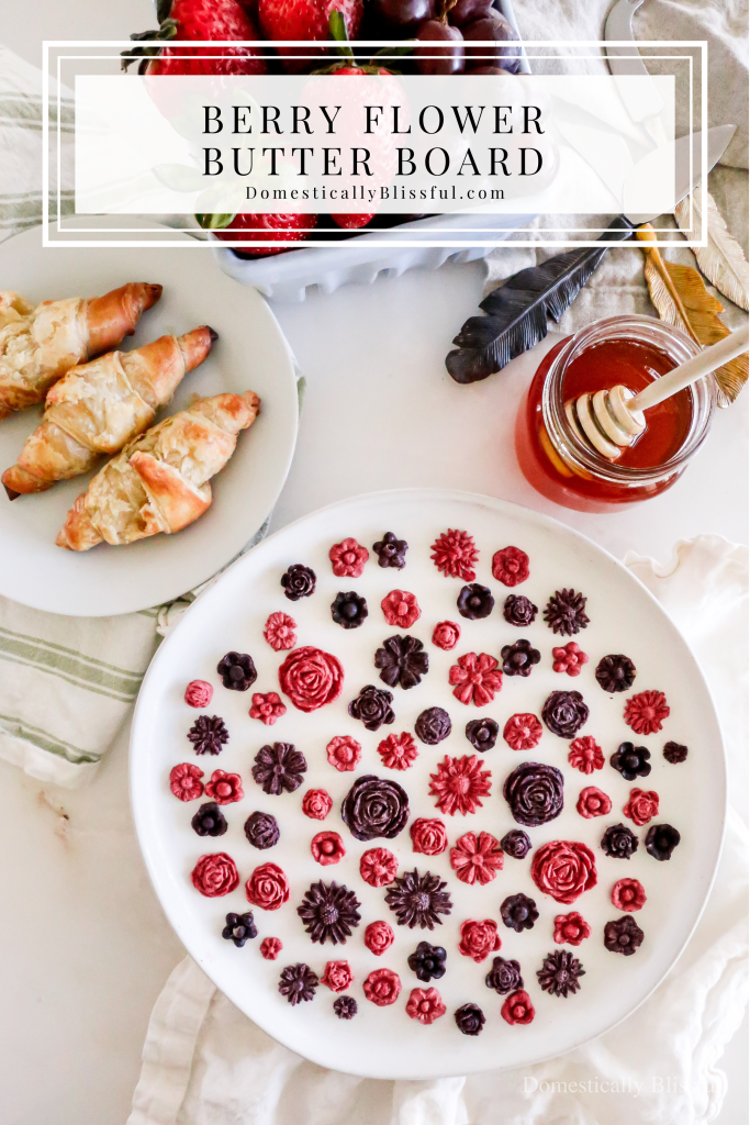 This Berry Flower Butter Board is made with 3 ingredients and is a fun way to elevate your butter for a spring brunch or summer party.