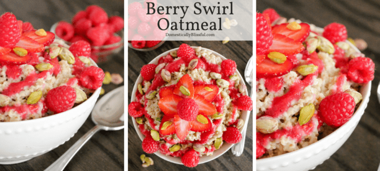 This Berry Swirl Oatmeal is a deliciously bright & beautiful way to begin your day!