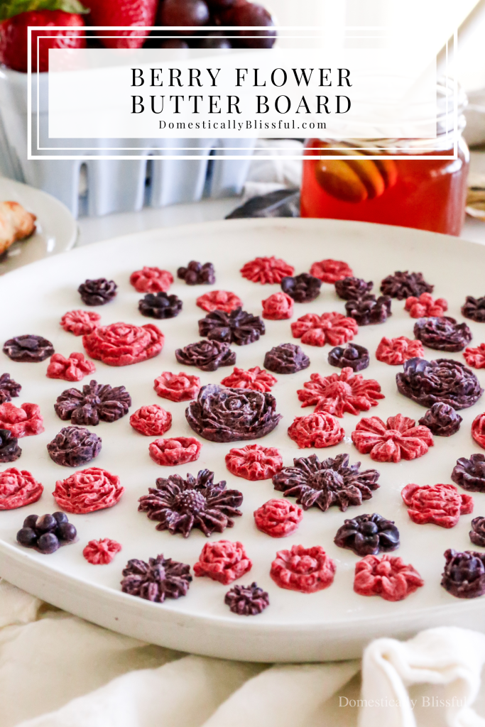 This Berry Flower Butter Board is made with 3 ingredients and is a fun way to elevate your butter for a spring brunch or summer party.