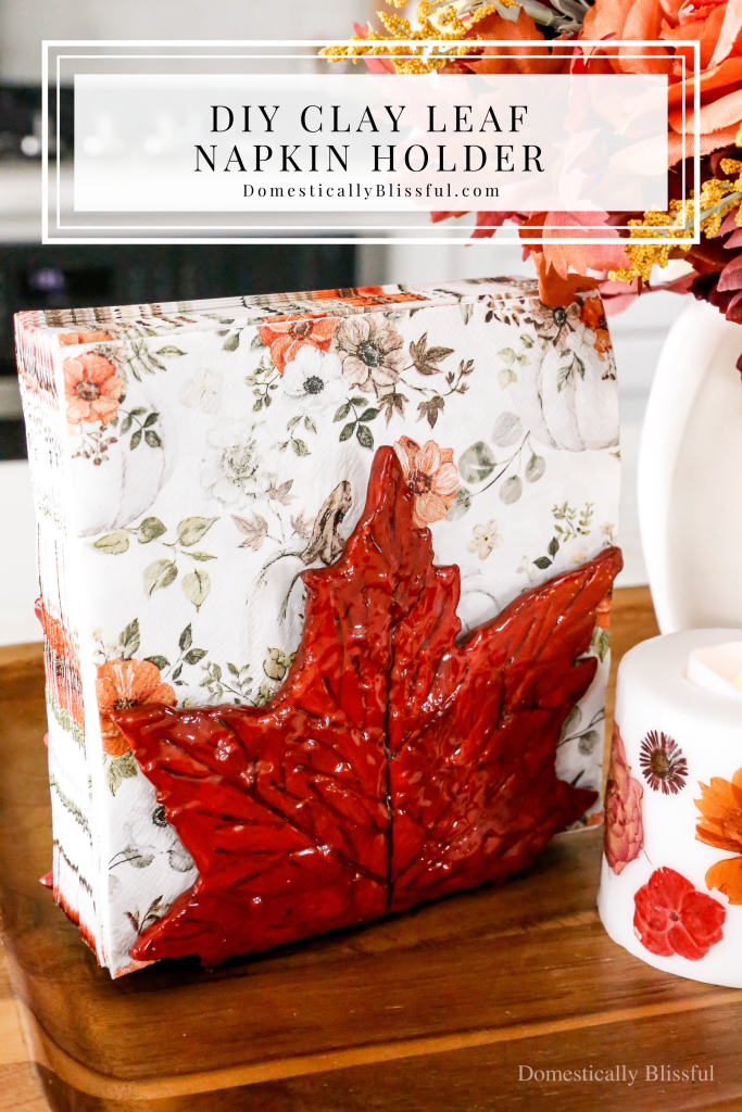 This DIY Clay Leaf Napkin Holder is a fun fall craft that makes a great gift and beautiful autumn decor for your kitchen.