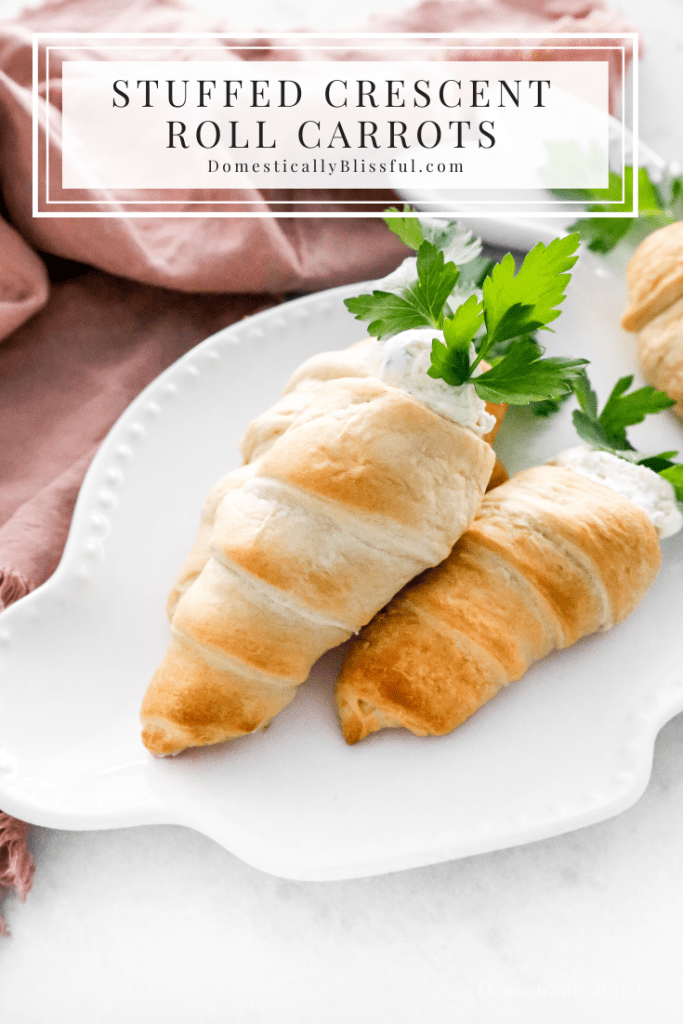 These Stuffed Crescent Roll Carrots are filled with Boursin, cream cheese, fresh parsley, and a squeeze of lemon. It is the perfect savory treat for an Easter brunch or spring party.