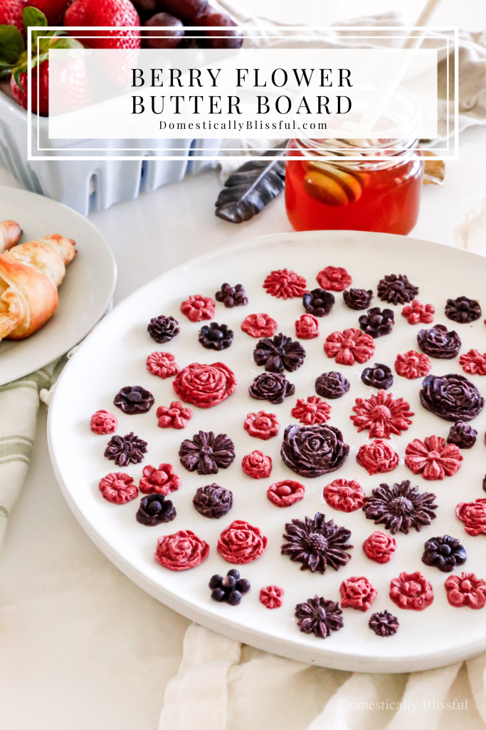 This Berry Flower Butter Board is made with 3 ingredients and is a fun way to elevate your butter for a spring brunch or summer party.