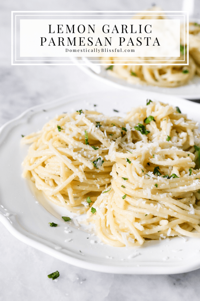 This Lemon Garlic Parmesan Pasta is full of fresh lemony flavor and is a great summer recipe to enjoy as a side dish or main meal.