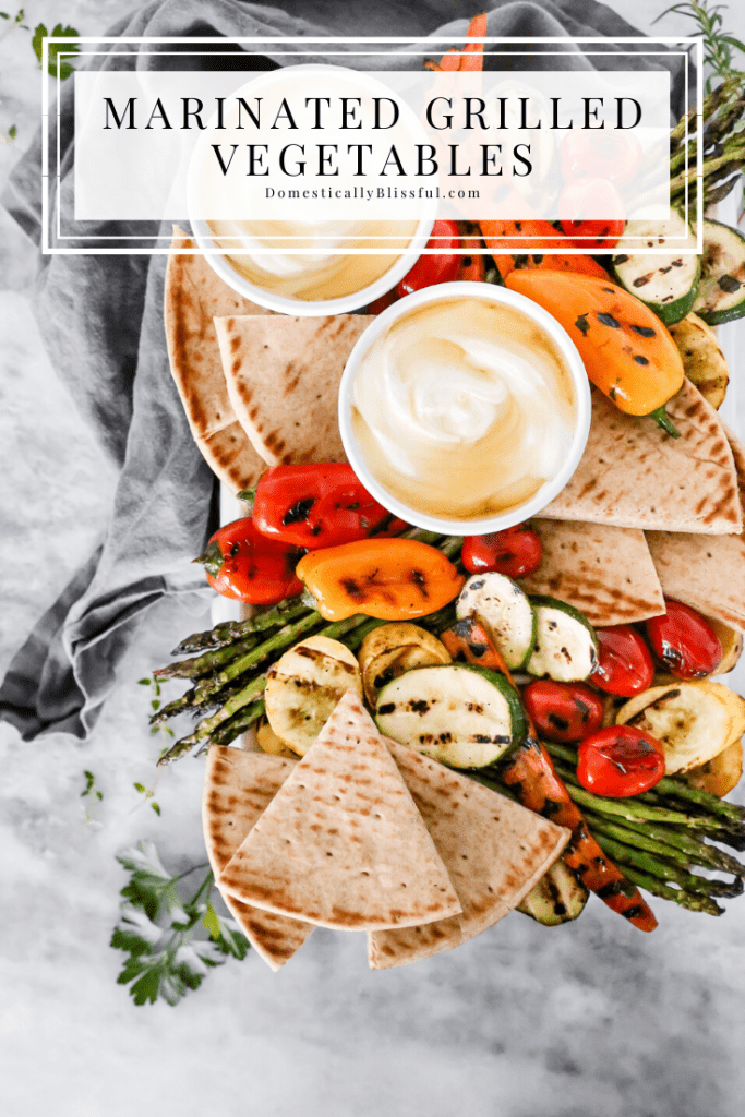 This Marinated Grilled Vegetables with whipped feta and honey is the perfect side dish for your next Mediterranean dinner. 