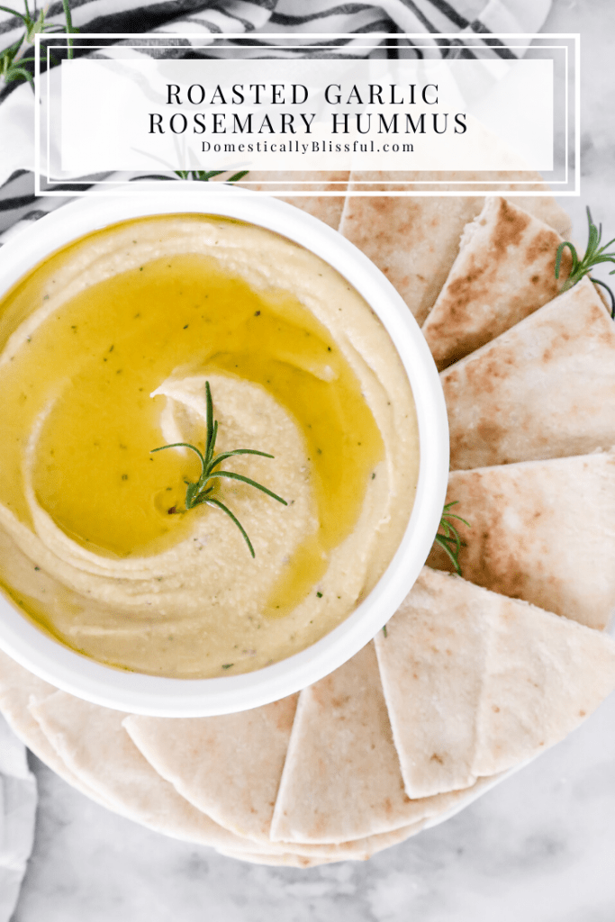 You only need 6 ingredients (no tahini) for this creamy Roasted Garlic Rosemary Hummus!