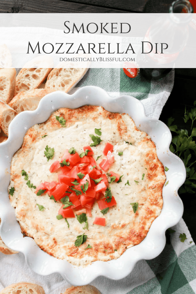 This Smoked Mozzarella Dip is filled with creamy flavors & is the perfect warm appetizer for any party or family gathering!