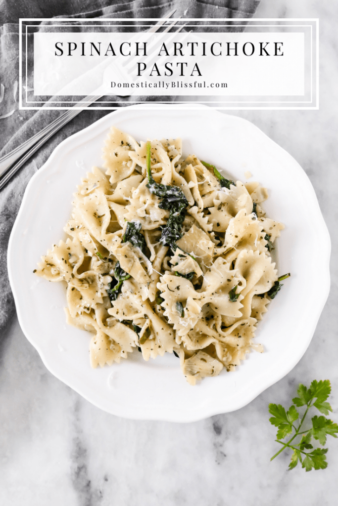 This Spinach Artichoke Pasta is an easy dinner recipe that is quick enough for a weeknight, yet so full of delicious flavors it is perfect for a dinner party. 