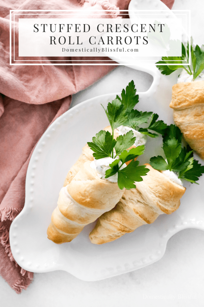 These Stuffed Crescent Roll Carrots are filled with Boursin, cream cheese, fresh parsley, and a squeeze of lemon. It is the perfect savory treat for an Easter brunch or spring party.