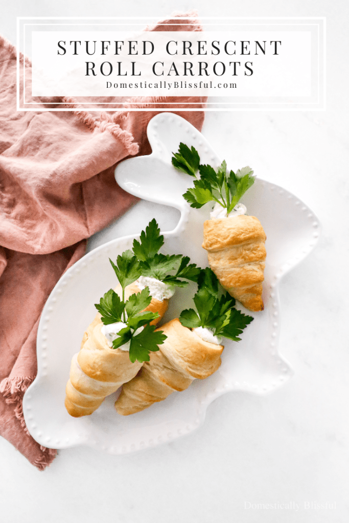 These Stuffed Crescent Roll Carrots are filled with Boursin, cream cheese, fresh parsley, and a squeeze of lemon. It is the perfect savory treat for an Easter brunch or spring party.