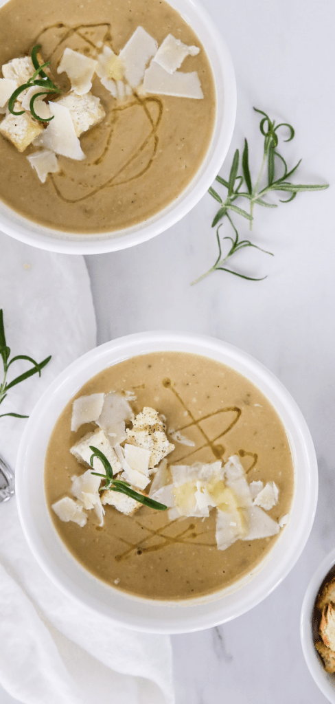 This Creamy White Bean Soup is made with simple ingredients yet is packed full of warm & cozy flavors. This soup is blended together using the Calphalon Precision Control™ Blender from Target for a perfectly creamy texture you will love!